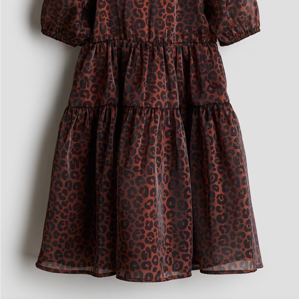 H&M Brown Leopard Print Organza Kids Dress
